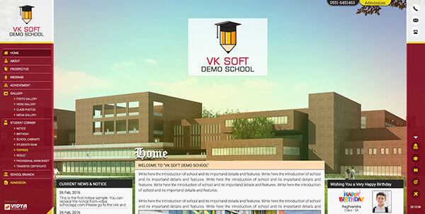 VIDYA School Website Template one with red theme